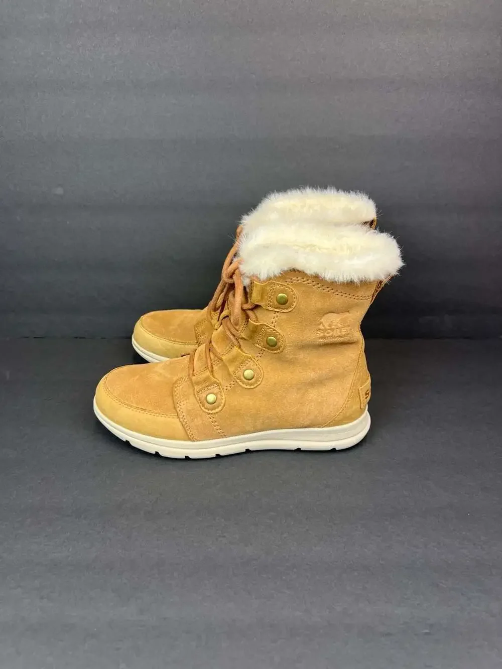 Sorel Women's Explorer Joan Waterproof Suede Winter Boots, Camel Brown Sz 8.5